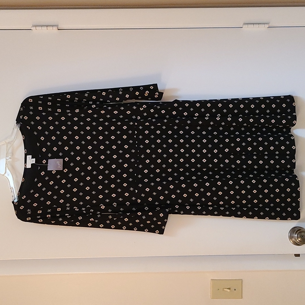 NWT J. Jill black, red, and cream knee length dress